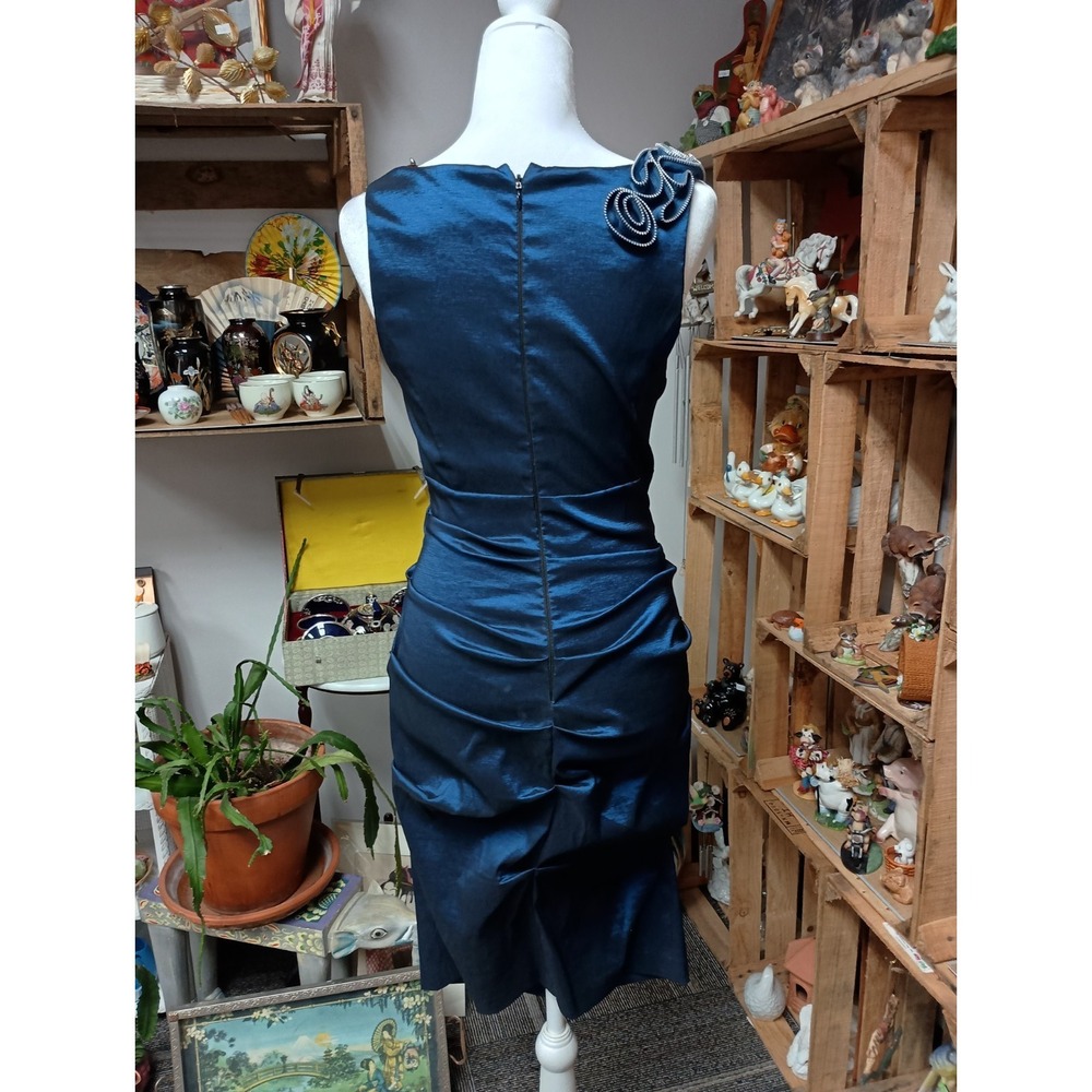 VTG Y2K Betsy & Adam Cocktail Dress Womens Small Royal Blue Babydoll Ruched - Picture 10 of 11